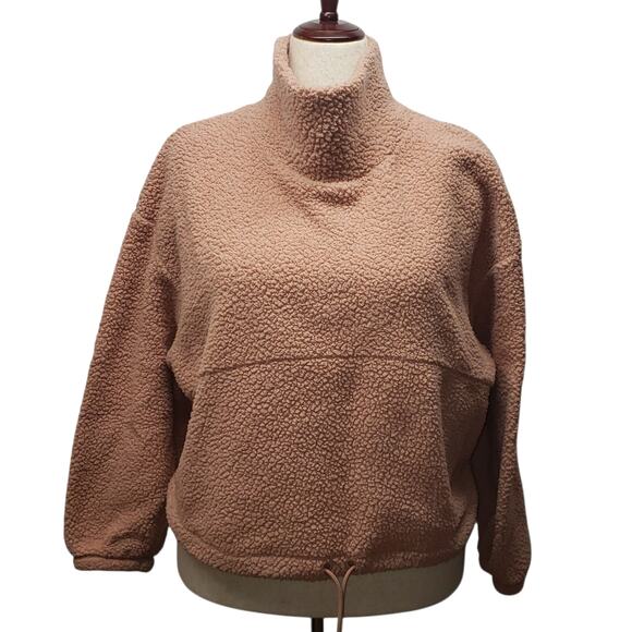 Old Navy Peach Fleece Pullover M+ Cozy Sherpa Turtleneck Soft Winter Cozy Layer - Picture 1 of 9